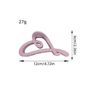 Matte pink heart hair claw clip for women, size 12cm, minimalist candy color resin shark clip