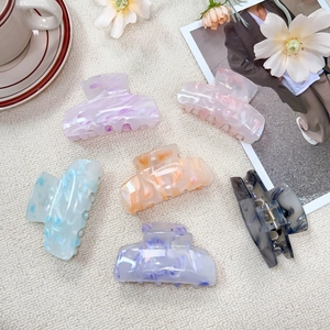 French Style Large Hair Claw Clip For Women Acrylic Marble Pattern Geometric Shark Clip Square Hair Accessory Daily Use