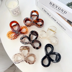 Elegant Bow Knot Hair Claw Clip Plastic Resin Butterfly Shark Clip Leopard Print Large Hair Catch For Women Fashion Hair Accessories