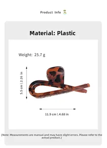Guide détaillé des dimensions et du poids pour la pince à cheveux mate motif léopard