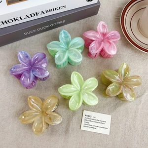 Dolce Molletta a Granchio a Forma di Fiore Trama Marmo Opaca Clip in Plastica Colore Macaron Accessori per Capelli Donna