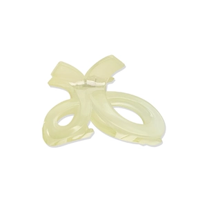 Minimalist square square shark hair clip in translucent pale yellow resin with smooth finish