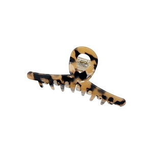 Large tortoiseshell acetate hair claw clip with leopard pattern on white background