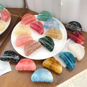 Acrylic Marble Pattern Hair Claw Clip Elegant Glitter Semicircle Hair Clip Large Shark Clip Daily Hair Accessories For Women