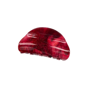 Sparkling burgundy glitter acrylic hair claw clip with elegant marble sand pattern