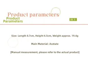 Detailed size specifications for acetate hair claw clip measuring 8.7cm by 4.5cm
