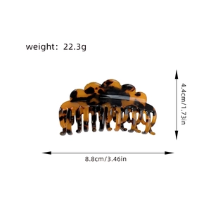 Elegant tortoise shell cellulose acetate hair claw clip with double-row teeth and 22.3g weight