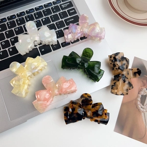 Elegant Cellulose Acetate Bow Hair Claw Clips For Women Marble Tortoiseshell Pattern Large Small Fashion Shark Hair Clips Accessories