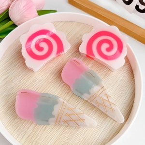 Sweet Acetate Hair Claw Clips Cute Pink Ice Cream Marshmallow Shaped Shark Clips For Women Girls Trendy Hair Accessories