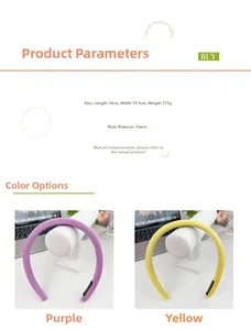 Detailed dimensions and macro view of the minimalist solid color fabric sponge headband