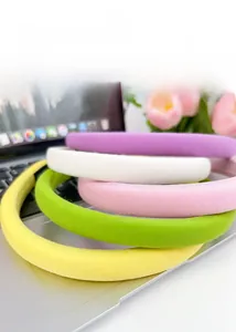 Set of five colorful thickened sponge headbands in soft knitted fabric for styling