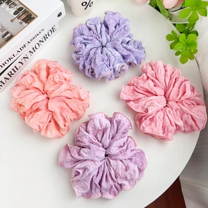 Large Pleated Gradient Fabric Scrunchies for Women Sweet Ruffled Cloth Hair Ties Ponytail Holder Fashion Hair Accessories