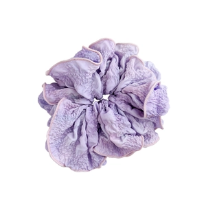 Elegant purple gradient fabric scrunchie with textured bubble fabric and pink piping edge