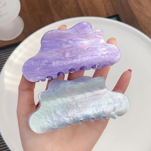 Lot de 2 pinces à cheveux élégantes en forme de nuage avec texture marbrée et paillettes
