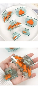 Lot de mini pinces à cheveux en acétate poisson rouge avec motifs koi bleu et orange