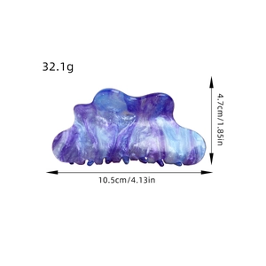 Pince à cheveux nuage bleu violet élégante avec paillettes, mesure 10,5 cm sur 4,7 cm