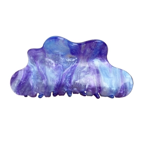 Pince à cheveux nuage en acrylique avec motif étoilé bleu-violet et paillettes fines
