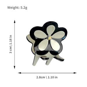 Sweet four-leaf clover acetate hair claw clip with colorful rhinestone 3cm small hair clip