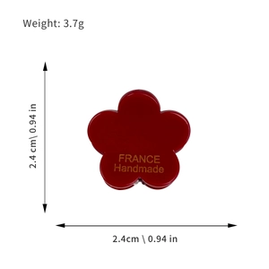 Red flower acetate hair claw clip with gold France Handmade label and 2.4cm size specs