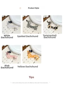 Griglia dettagliata di fermagli per capelli in acetato a forma di cane e leopardo