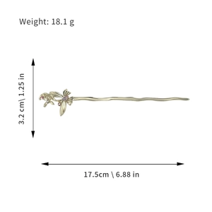 Elegant gold flower hair stick with purple gem and tassel for traditional hanfu styling