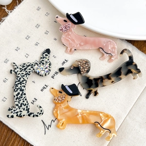 Simpatiche Mollette per Capelli in Acetato a Forma di Cane per Donna Ragazze Teckel Barboncino Clip Laterali a Forma di Animale Decorazione con Strass Accessori per Capelli