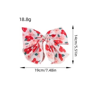 Florale Chiffon-Haarschleife mit Kunst-Diamant, Größe 19x14cm für Mädchen und Damen