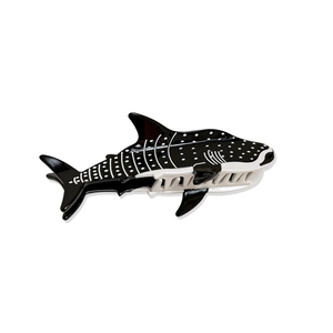 Cute whale-shaped acetic acid hair claw clip in black and white ocean style