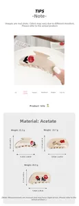 Tableau des tailles pour pinces à cheveux en acétate avec dimensions et poids détaillés