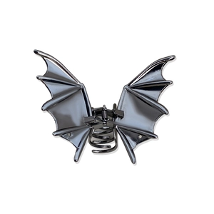 Gothic bat-shaped metal shark hair claw clip in gun black finish for women