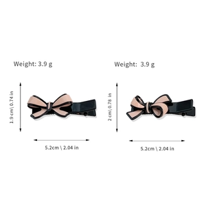 Ensemble de barrettes nœuds rose et noir, longueur 5,2 cm et poids 3,9 g bien détaillés