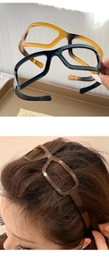 Macro detail of acrylic spectacle frame headbands in black and tortoiseshell finishes