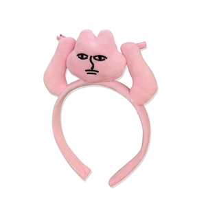 Bandeau lapin rose en peluche drôle pour le lavage du visage avec personnage de dessin animé