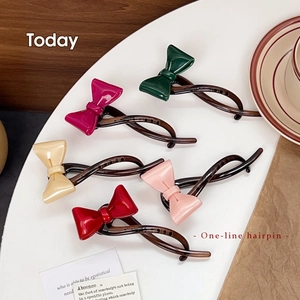 Pinza de Pelo de Banana con Lazo de Acetato INS Coreano Horquilla de Una Línea Elegantes Accesorios para el Cabello de Estilo Dulce para Mujeres Niñas