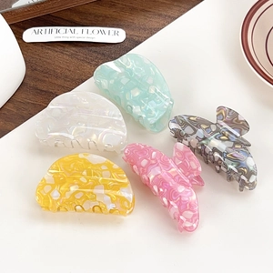 Fashion Colorful Color Block Marble Hair Claw Clip For Women Elegant Acetate Hairpins Sweet French Style Shark Clip Hair Accessories