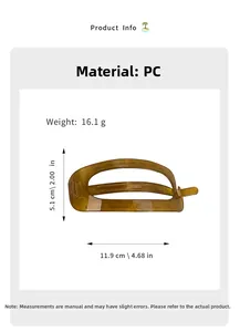 Detailed technical drawing of large amber PC hair claw showing 11.9cm length dimensions
