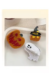 Ensemble de pinces à cheveux Halloween avec citrouille et fantôme sur un plateau
