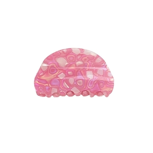 Pink and white marble acetate hair claw clip with stylish semi-circle design for women