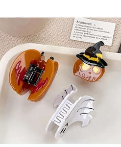 Détails des pinces à cheveux Halloween citrouille et fantôme sur un plateau décoratif