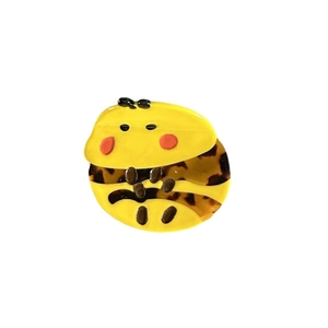 Cute cartoon honey bee hair claw clip in yellow acetate with brown tortoiseshell pattern