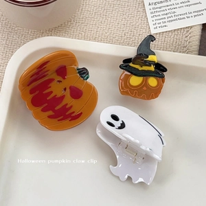 Pince à Cheveux Thème Halloween Citrouille Fantôme Crâne Acétate Chapeau de Sorcier Barrette Festive Accessoires de Cheveux Femmes