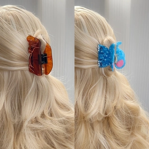 Cartoon hippo and dinosaur acrylic hair claws for long hair styling and decoration