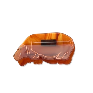 Creative amber hippo hair claw clip with tortoise shell pattern made of acrylic acetate