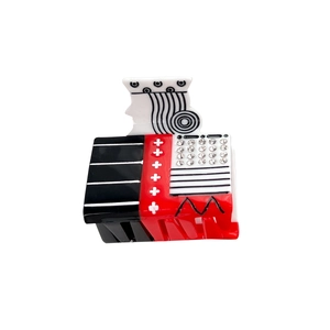 Creative poker design acetate shark hair claw with rhinestones and geometric patterns