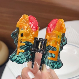 Original design butterfly hair claw clip with colorful marble pattern acetate finish