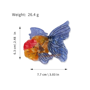 Creative goldfish hair claw clip in colorful marbled acetate for women's hair styling