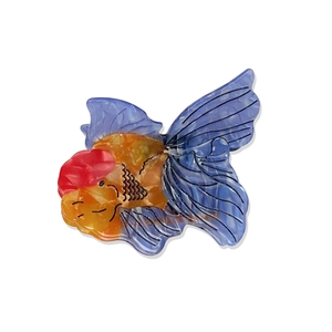 Creative goldfish hair claw clip made of colorful acetate with a vibrant marble pattern