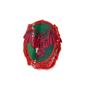 Gothic green and red dragon wing hair claw clip with glitter edges for hair styling