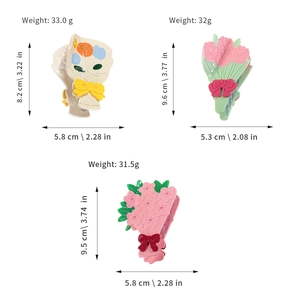 Pinces à cheveux en acétate avec motifs floraux de tulipes et cerisiers avec les dimensions