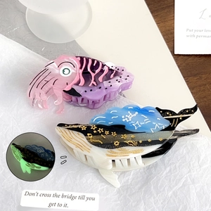 Ocean Animal Series Whale Squid Hair Claw Clip Cellulose Acetate Glow In The Dark Starry Sky Large Splicing Hair Accessory
